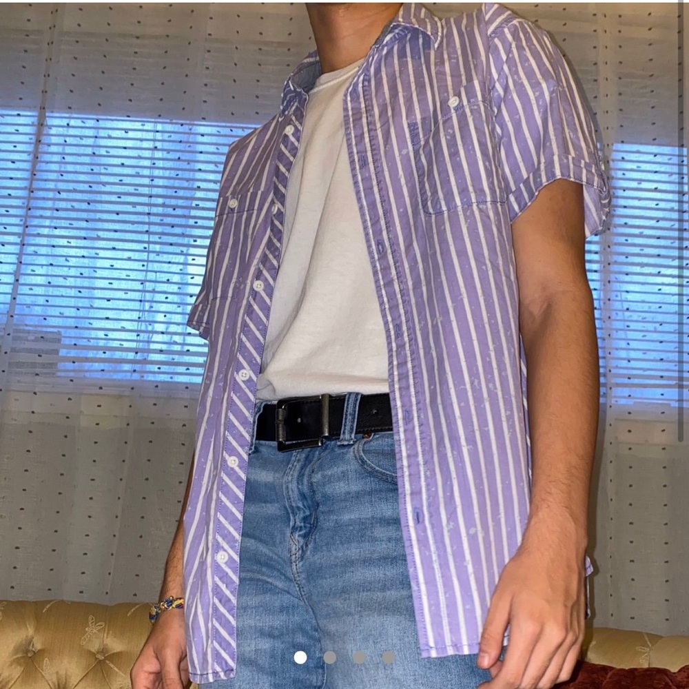 Striped BlackJack Button Up W/Splattered Paint